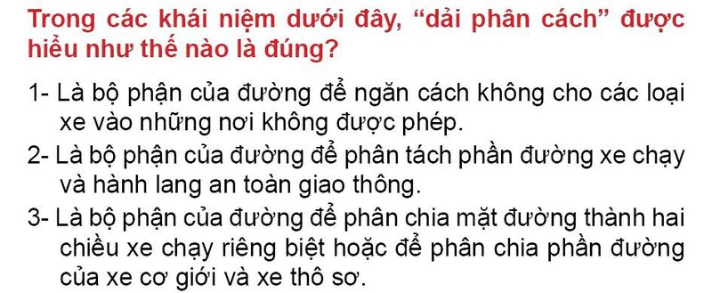 Nội dung câu hỏi thi bằng lái xe số 4