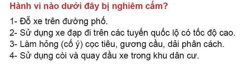 Nội dung câu hỏi thi bằng lái xe số 17