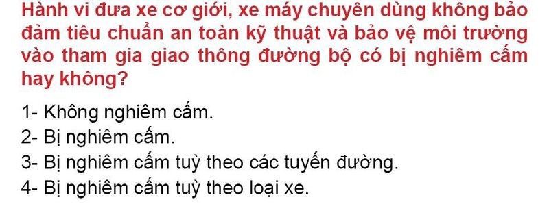 Nội dung câu hỏi thi bằng lái xe số 18