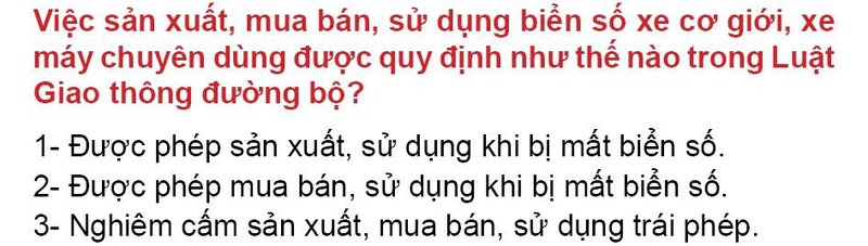 Nội dung câu hỏi thi bằng lái xe số 35