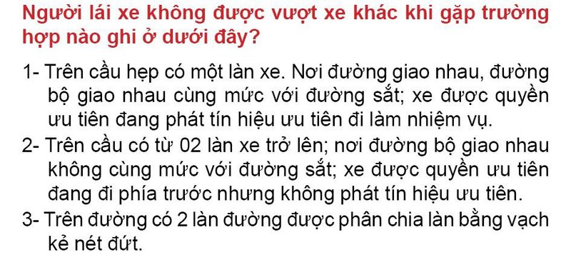 Nội dung câu hỏi thi bằng lái xe số 36