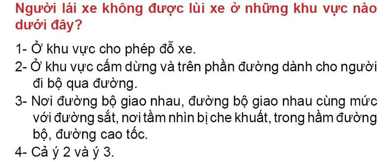 Nội dung câu hỏi thi bằng lái xe số 42