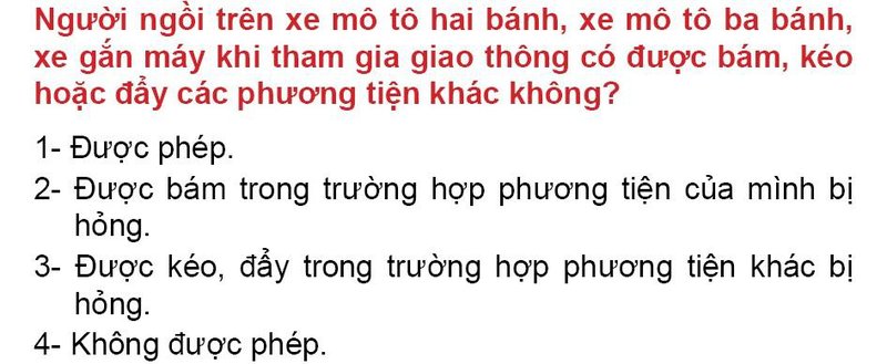 Nội dung câu hỏi thi bằng lái xe số 49
