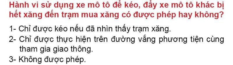 Nội dung câu hỏi thi bằng lái xe số 52