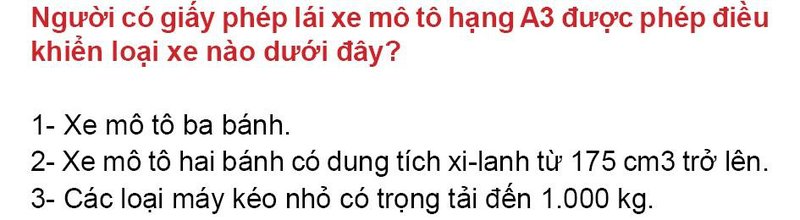 Nội dung câu hỏi thi bằng lái xe số 63