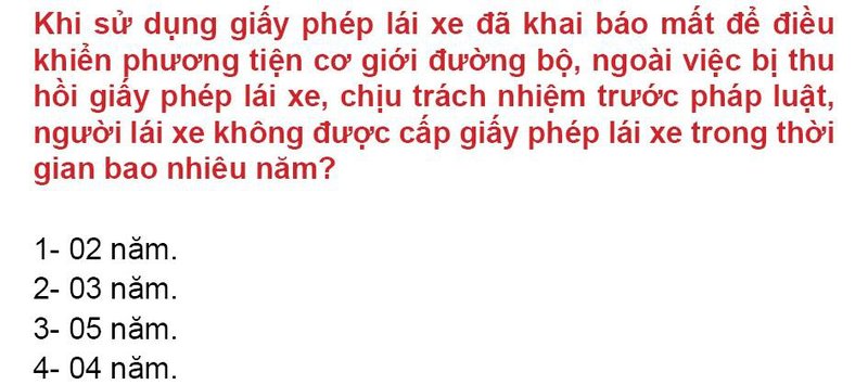 Nội dung câu hỏi thi bằng lái xe số 81