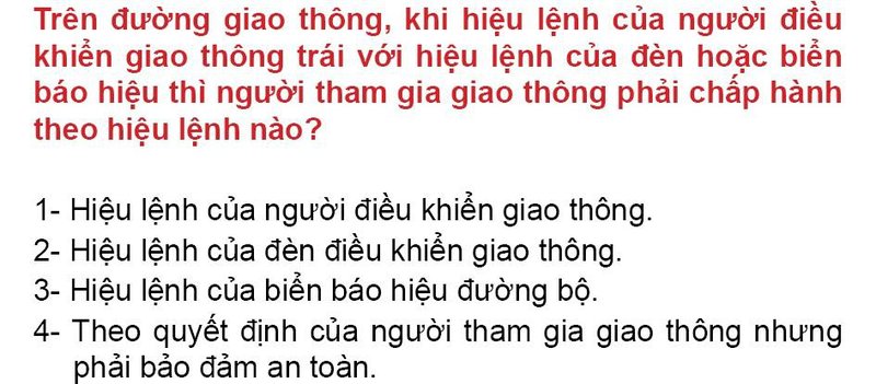 Nội dung câu hỏi thi bằng lái xe số 84