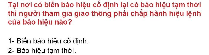 Nội dung câu hỏi thi bằng lái xe số 85