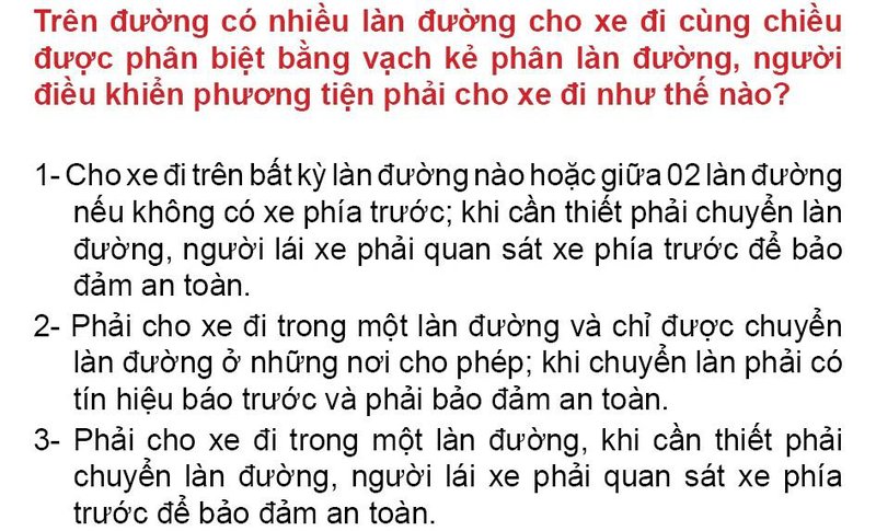 Nội dung câu hỏi thi bằng lái xe số 86