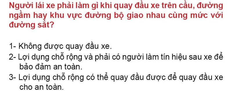 Nội dung câu hỏi thi bằng lái xe số 91