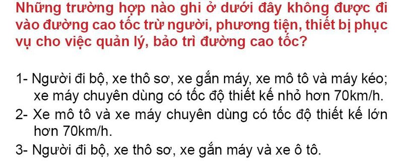 Nội dung câu hỏi thi bằng lái xe số 103