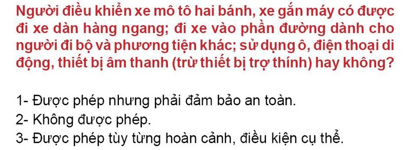 Nội dung câu hỏi thi bằng lái xe số 112