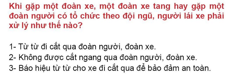 Nội dung câu hỏi thi bằng lái xe số 114