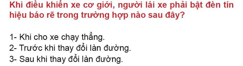 Nội dung câu hỏi thi bằng lái xe số 116