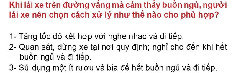 Nội dung câu hỏi thi bằng lái xe số 118