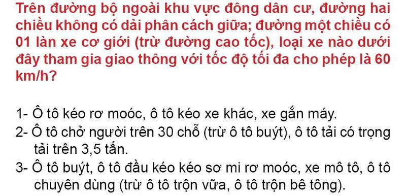 Nội dung câu hỏi thi bằng lái xe số 135