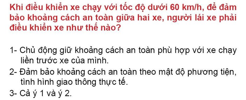 Nội dung câu hỏi thi bằng lái xe số 140