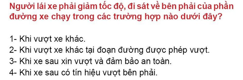 Nội dung câu hỏi thi bằng lái xe số 142