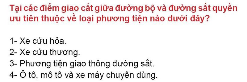 Nội dung câu hỏi thi bằng lái xe số 143