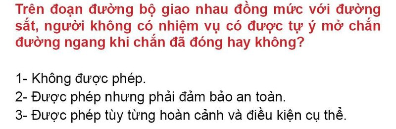 Nội dung câu hỏi thi bằng lái xe số 145