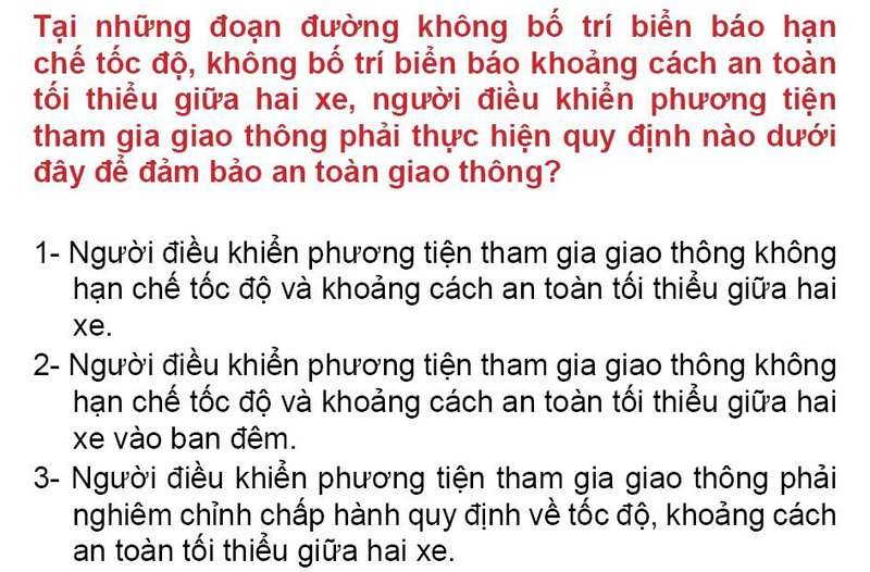 Nội dung câu hỏi thi bằng lái xe số 155