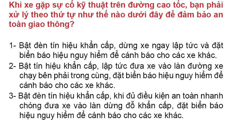 Nội dung câu hỏi thi bằng lái xe số 161