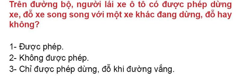 Nội dung câu hỏi thi bằng lái xe số 164