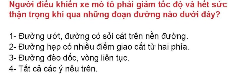 Nội dung câu hỏi thi bằng lái xe số 165