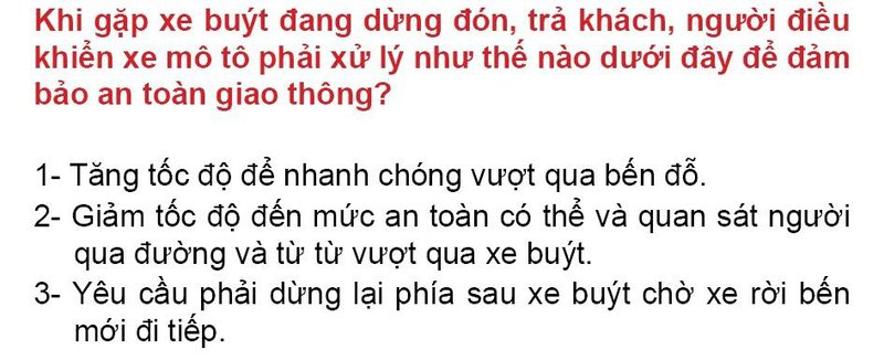 Nội dung câu hỏi thi bằng lái xe số 166