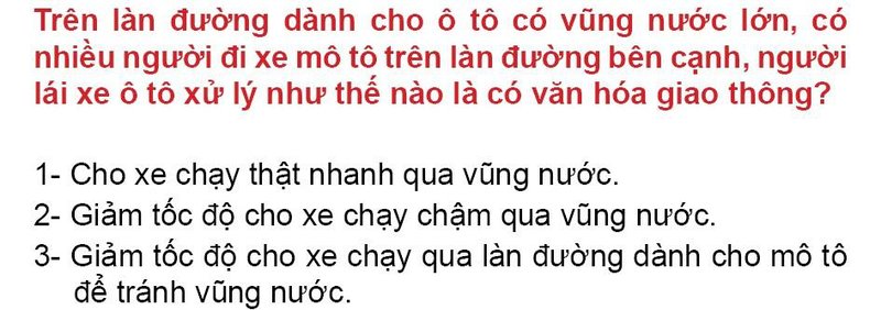 Nội dung câu hỏi thi bằng lái xe số 198