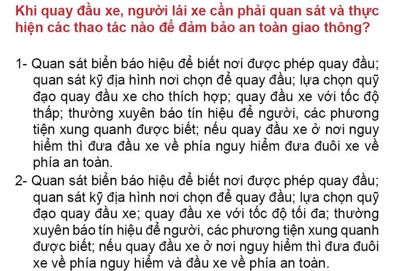 Nội dung câu hỏi thi bằng lái xe số 218