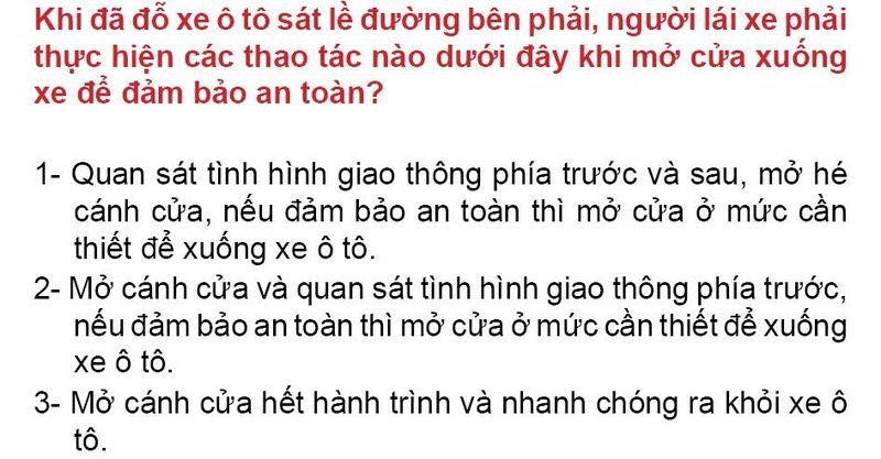 Nội dung câu hỏi thi bằng lái xe số 242