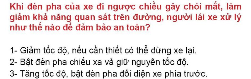 Nội dung câu hỏi thi bằng lái xe số 249