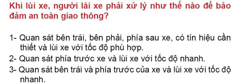 Nội dung câu hỏi thi bằng lái xe số 254