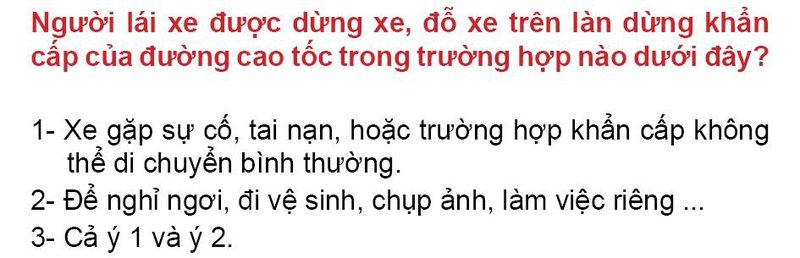 Nội dung câu hỏi thi bằng lái xe số 258