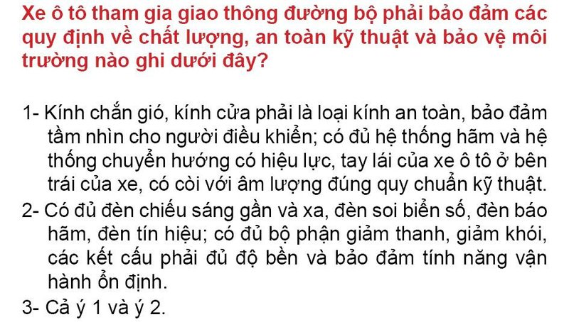 Nội dung câu hỏi thi bằng lái xe số 271