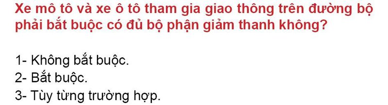 Nội dung câu hỏi thi bằng lái xe số 272